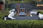 Backyard: Outdoor Living With Sunken Lounge Lit Fireplace In ...