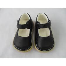 Black Mary Jane Genuine Leather Squeaky Shoes for Baby and Toddler ...