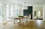 dining room wide plank natural wood floors chalk board wall ...