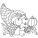Thanksgiving Coloring Pages: Thanksgiving CORNUCOPIA Coloring Pages