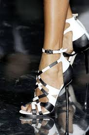 Gianmarco Lorenzi ~ Leather High Heel Sandals, Black/White ...