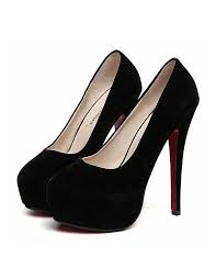 Black Suede Look High Heels with Almond Shaped Toe | Black Heels ...