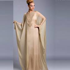 Graceful Dubai Kaftan Dress Abayas For Sale Champagne Chiffon ...