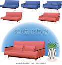 Sofa Clipart Interior Design In Pink Or Blue Colors Stock Vector ...