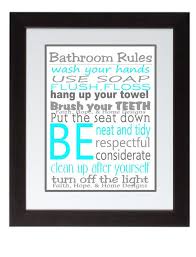 Grey and Turquoise Bathroom Rules Wall Art Poster 8x10 Digital Art ...