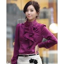 Baju Kemeja Kerja Wanita KP 8863 XY Purple | Grosir Baju Korea Murah