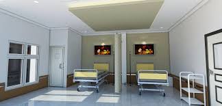 Desain 3D Interior Ruang Kamar Pasien Rumah Sakit dengan 2 tempat ...