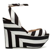 Zara black and white stripe platform wedges > Shoeperwoman