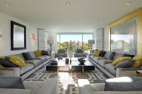 Living Room: Modern Recessed Lighting With Grey Sectional Sofa Set ...