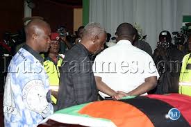 Lusaka MMD chairman William Banda and his counterpart for eastern province Kennedy Zulu during body viewing of Dr Chiluba - Lusaka-MMD-chairman-William-Banda-and-his-counterpart-for-eastern-province-Kennedy-Zulu-during-body-viewing-of-Dr-Chiluba