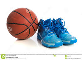 Basketball With Blue Basketball Shoes On White Stock Photo - Image ...