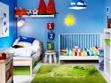 Small Kids Bedroom Design with Cool Painting and Modern Decoration ...