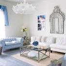Amazing light <b>blue</b> and white <b>living room</b>