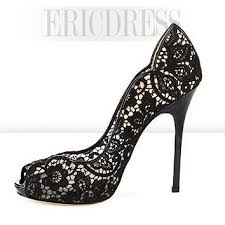 Sexy Black Lace Upper Stiletto Heels Peep-toe Women Prom Shoes ...
