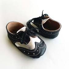 Baby Boy or Girl Shoes Black and Silver Leather Soft Sole Dress ...