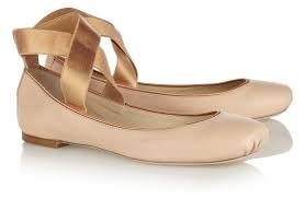 Ballet Pink Flat Bridal Shoes | OneWed.com