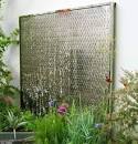 Garden: Minimalist Water Wall On White Wall Among Small Green ...