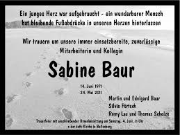 TA Sabine Baur Neu-Ulm - Todesanzeigen - Südwest Presse Online - OnlineServlet