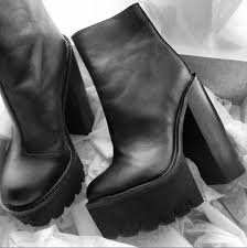 Shoes: black, rock, boats, cleated sole, boot, boots, high heels ...