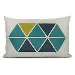 Geometric pillow cover Apple green teal & navy by ClassicByNature