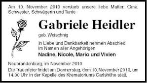 Gabriele Heidler-geb. Woischni | Nordkurier Anzeigen