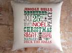 Christmas Pillow Subway Art Holiday Throw by parismarketplace