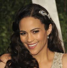 Paula Patton long dark hair sparkly barrette great first date style