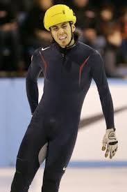 Apolo Ohno grimaces after