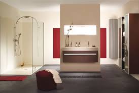 Elegant European Bathroom Design with red and cream color combination
