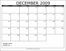 printable 2009 calendar