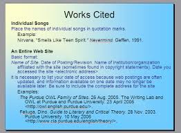 work cited page example