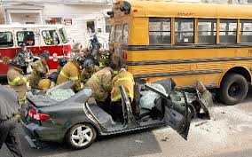 crashed into a school bus