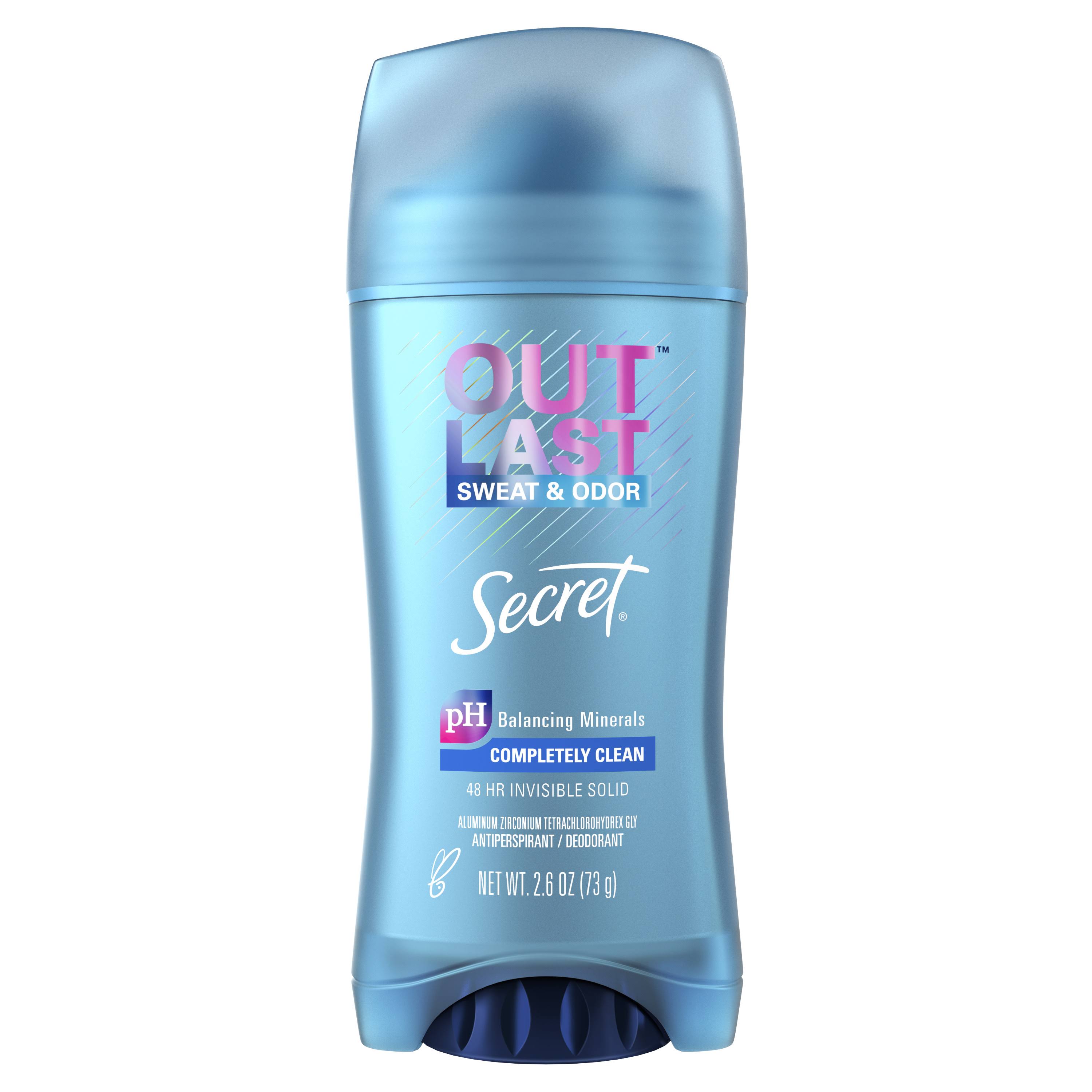 Secret Outlast Women's Invisible Solid Antiperspirant and Deodorant - Completely Clean, 2.6oz