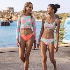 Preteen girls in bikinis |Crochet Pink Daisy Girls Bikini 7-14 - Shade Critters