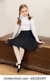 schoolgirl little|Little schoolgirl with a happy smile. Little schoolgirl in school uniform.  Cute schoolgirl with long hair. Primary education. Perfect schoolgirl の  Stock フォト | Adobe Stock