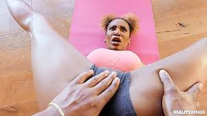 This babe gives a hand to her yoga instructor jpg x Ebony yoga