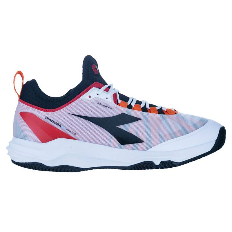 Queen City Tennis Shop Stonecrest - Diadora Women`s Speed Blushield Fly 3  Plus Clay Tennis Shoes White and Fiery Red ( 10 ) | Pointy