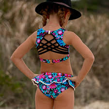 tween girls swimsuit |Frill Sleeve Swimsuit | Teenage Girl Swimsuit | Tween Swimwear Aus – Tribe  Tropical