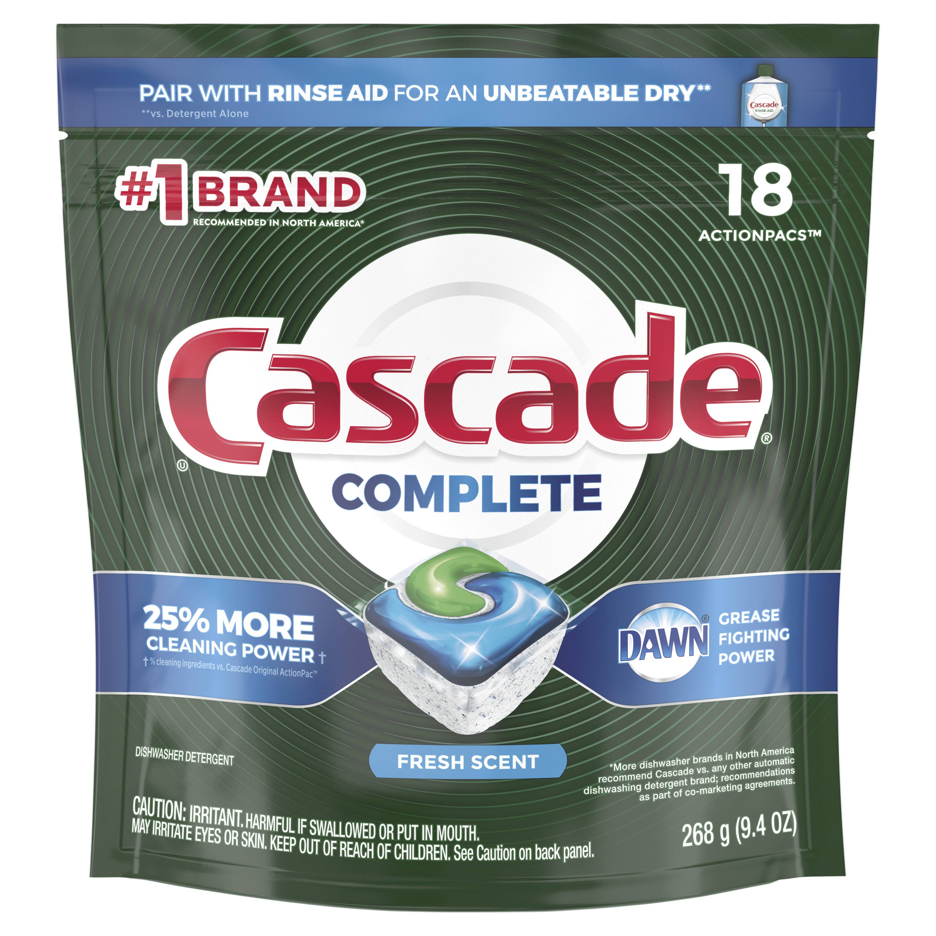 Cascade Original Dishwasher Detergent, Fresh Scent, ActionPacs - 25 pacs, 385 g