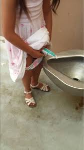 little girl pee standing|