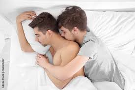 Two gay men sleeping bed hands stock jpg x Gay sleeping sex