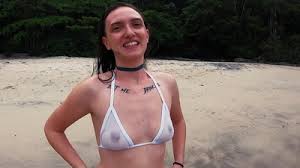 Transparent micro bikini on public beach jpg x Micro bikini beach