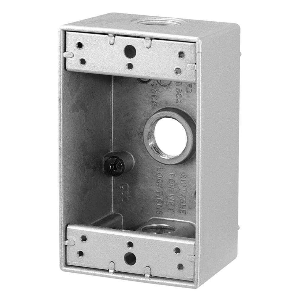 Hubbell Bell 5320-0 Outlets Weatherproof Box - Gray, Single Gang, 3.5"