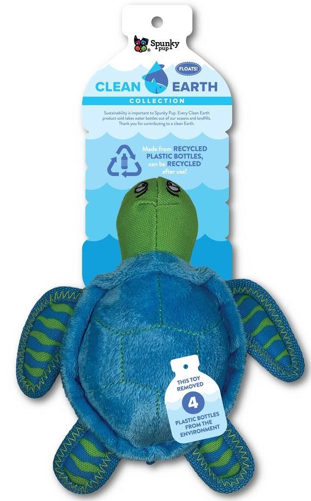 Spunky Pup Clean Earth Plush Turtle Dog Toy, Small