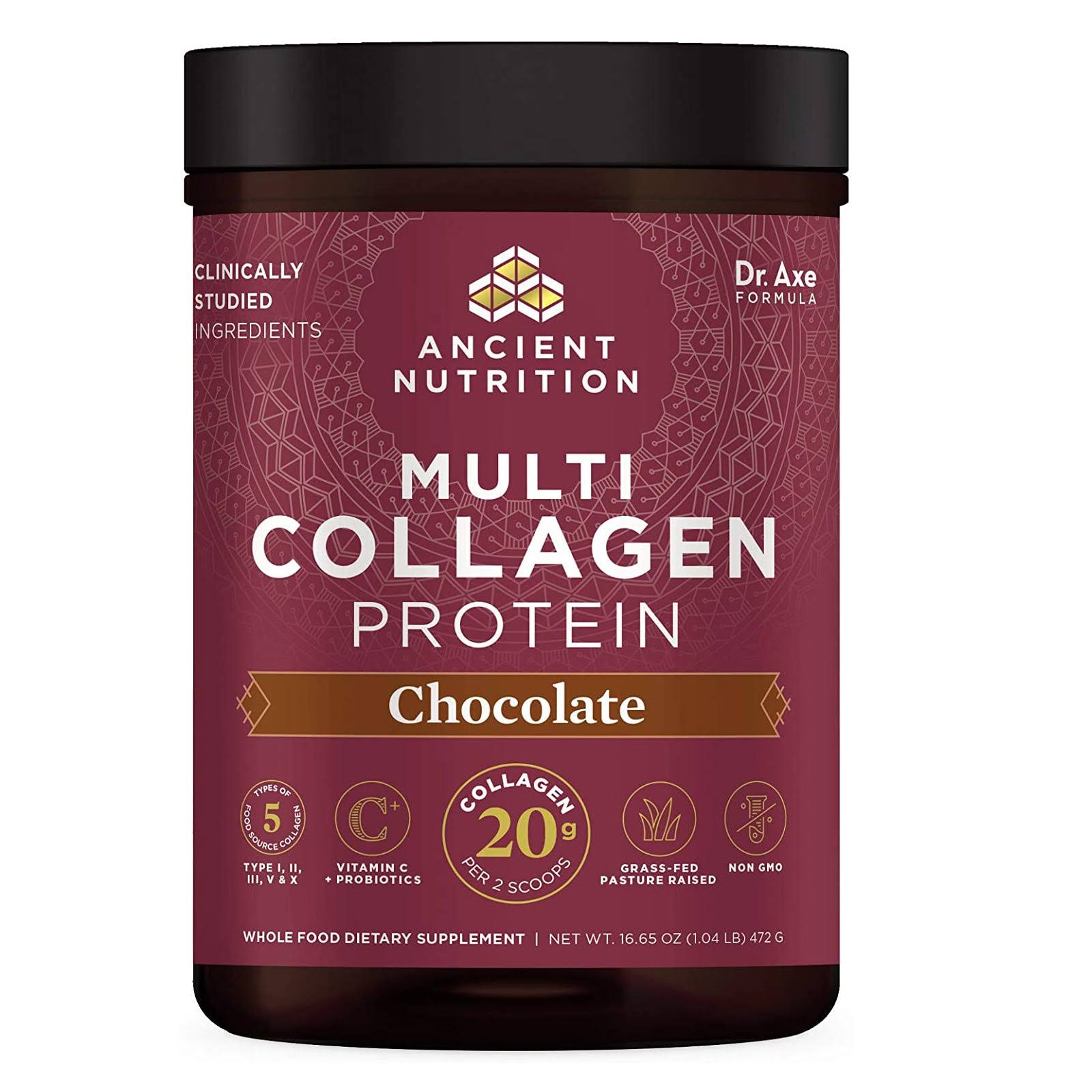 Dr. Axe / Ancient Nutrition, Multi Collagen Protein, Chocolate, 1.2 lbs (525 g)