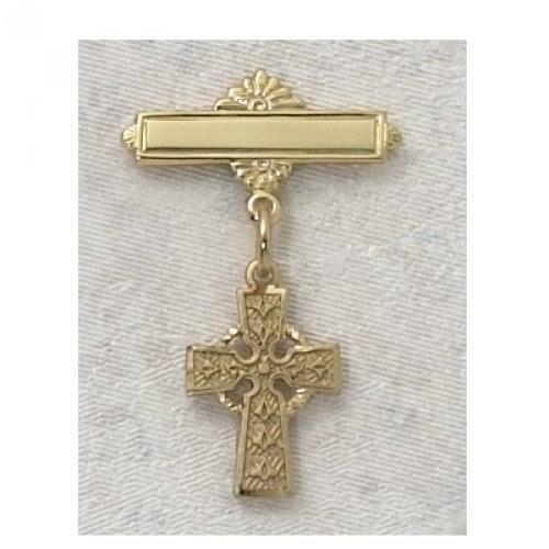 Gold Over Sterling Silver Cross/Baby Bar Pin