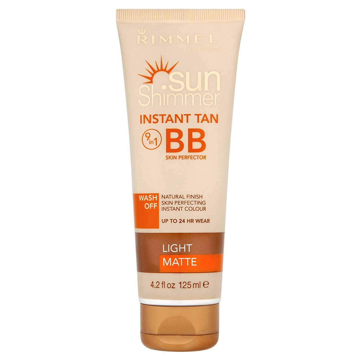 Rimmel Sun Shimmer Wash Off Instant Tan 9 in 1 Bb Skin Perfector - Light Matte, 125ml