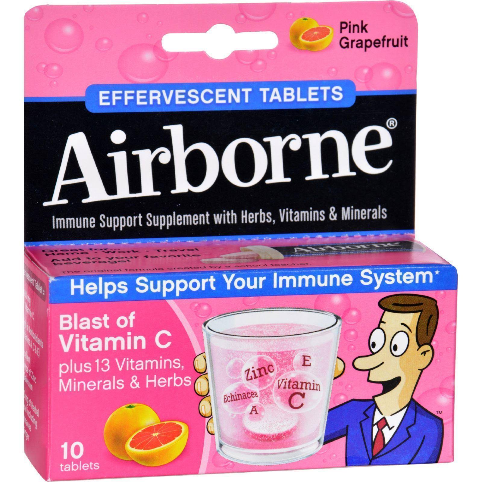 Airborne Original Effervescent Immune Support Tablets - Pink Grapefruit, 10pk