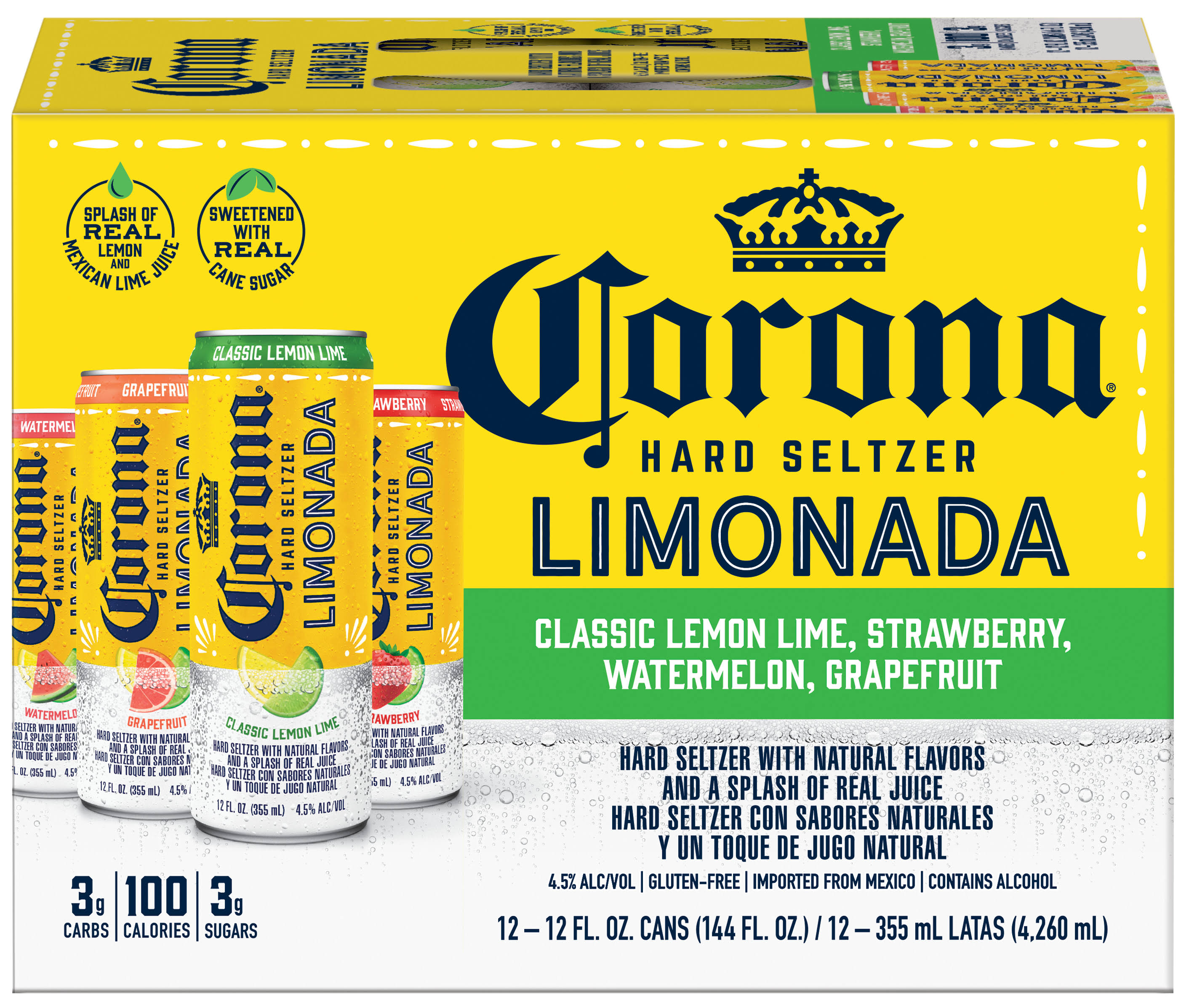 Corona Hard Seltzer, Limonada - 12 pack, 12 fl oz cans