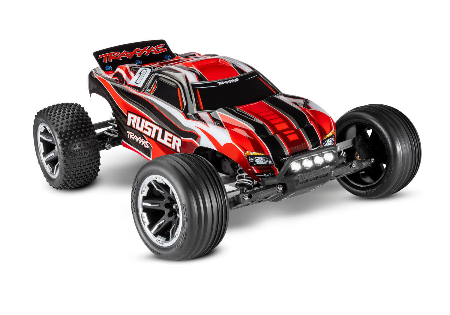 Traxxas Rustler 1/10 RTR with LED Lights, Battery and charger. Black